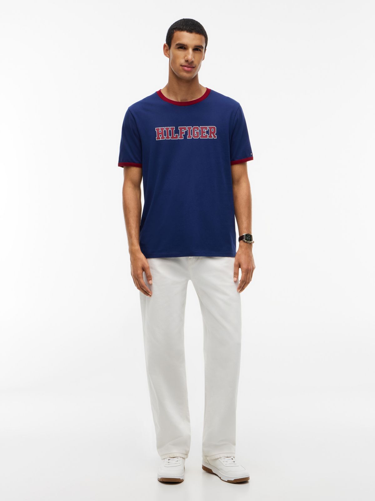 Hilfiger Logo Ringer T-Shirt — Preppy Navy