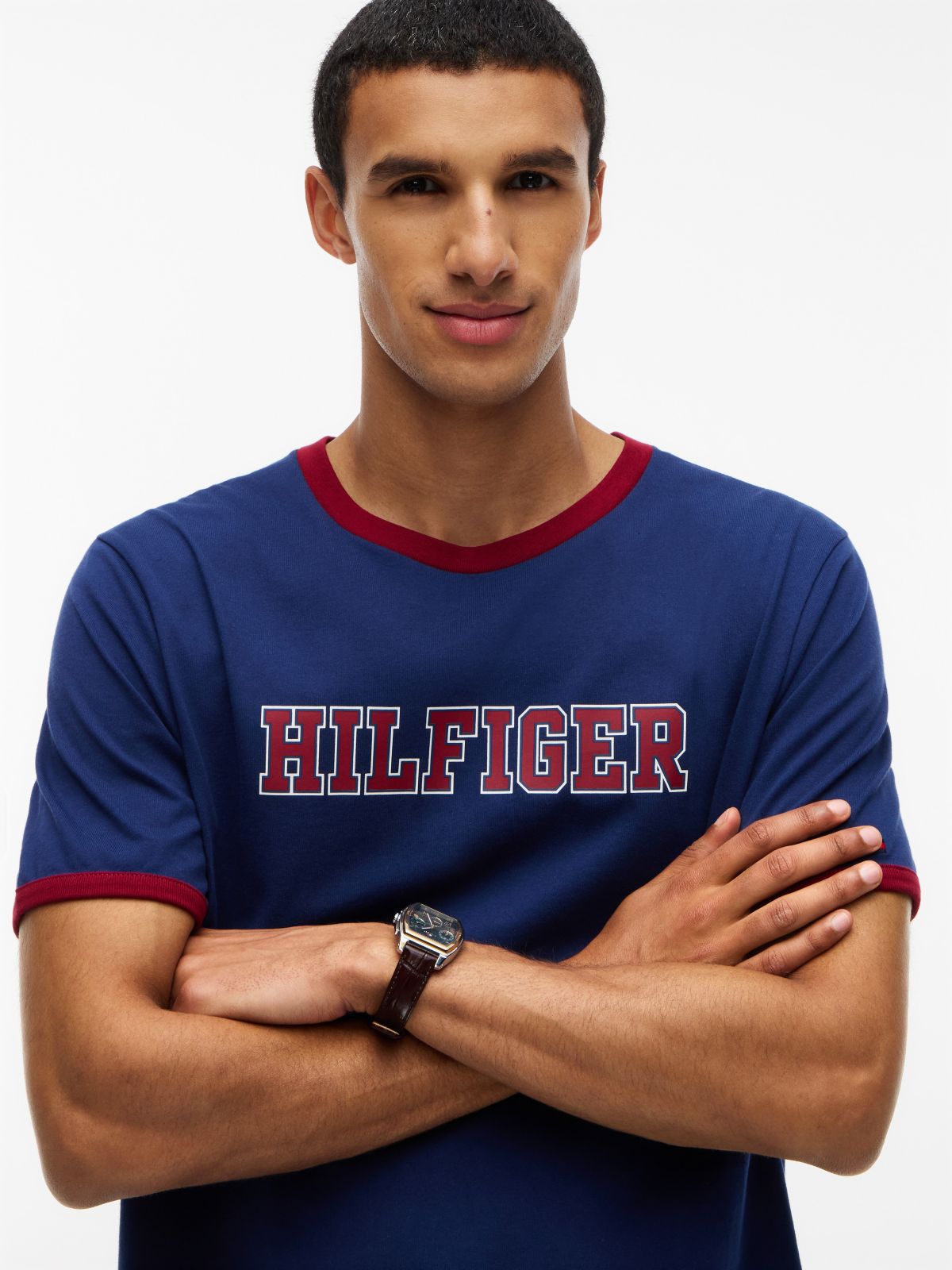 Hilfiger Logo Ringer T-Shirt — Preppy Navy