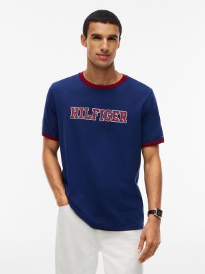 Hilfiger Logo Ringer T-Shirt, Preppy Navy