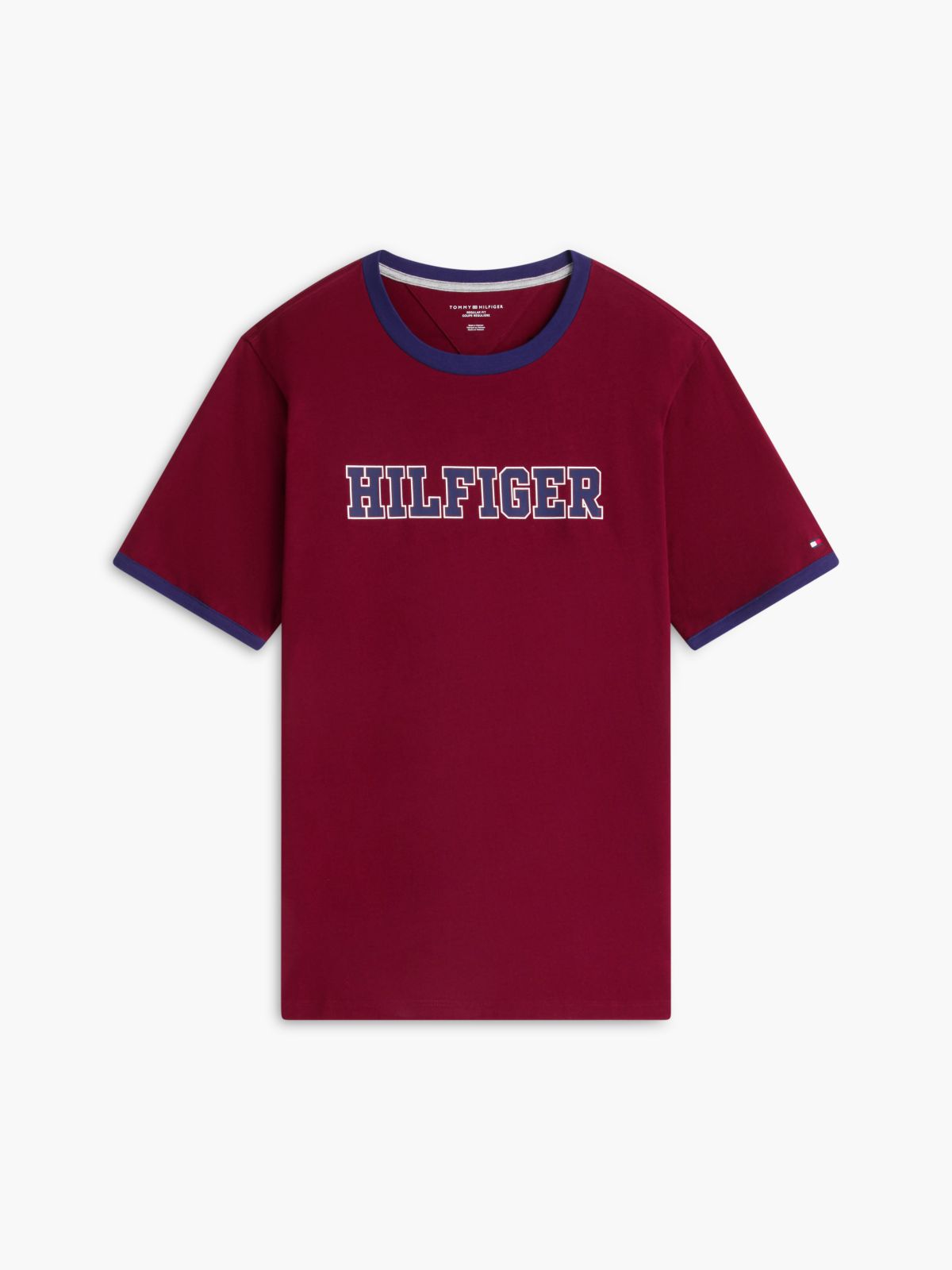 Hilfiger Logo Ringer T-Shirt — Burgundy