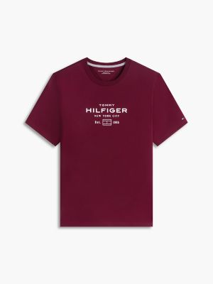 Мужская футболка Tommy Hilfiger NYC Hilfiger Logo, цвет: Бордовый — фото 5