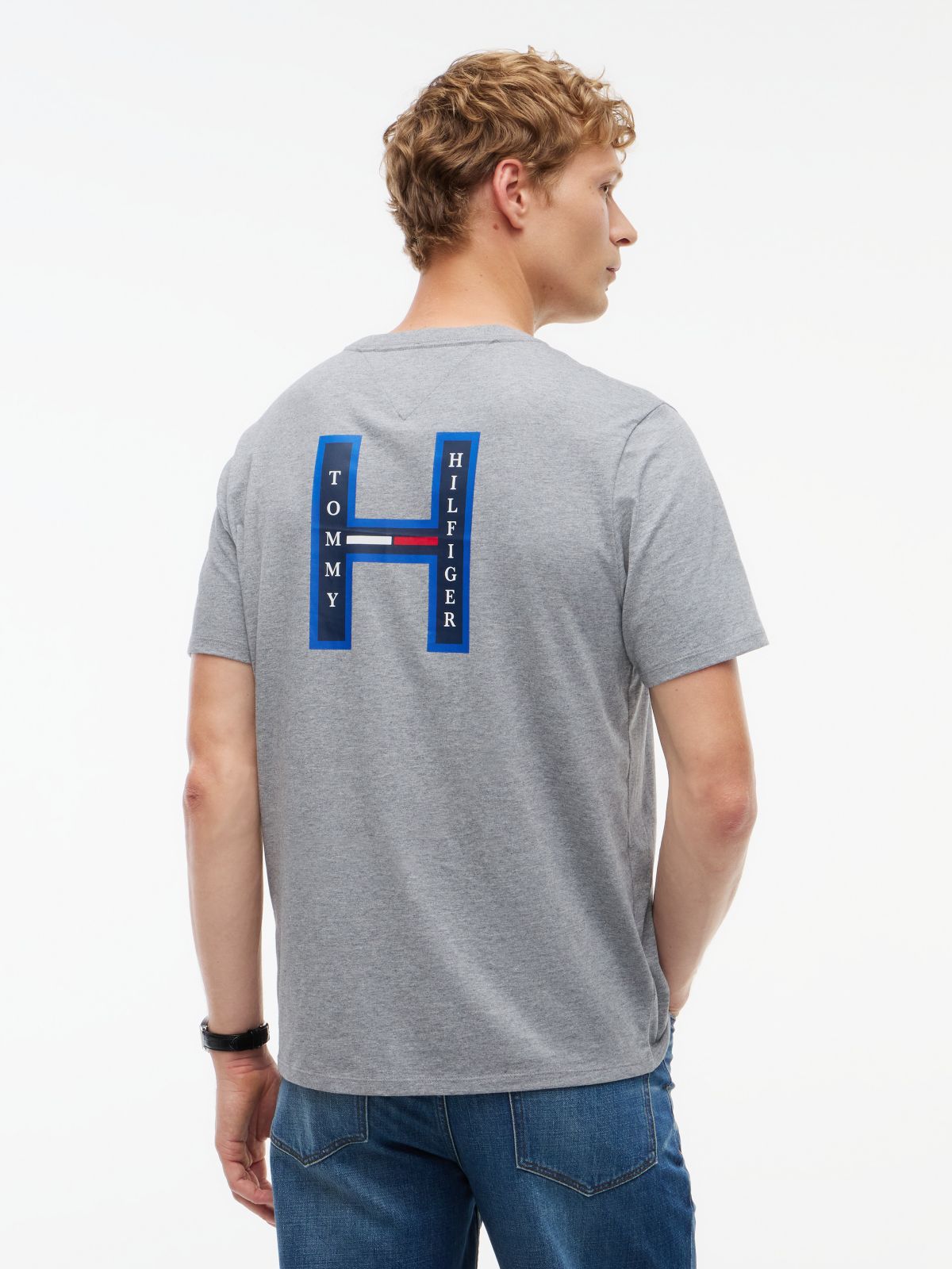 Back H-Logo T-Shirt — Grey Heather