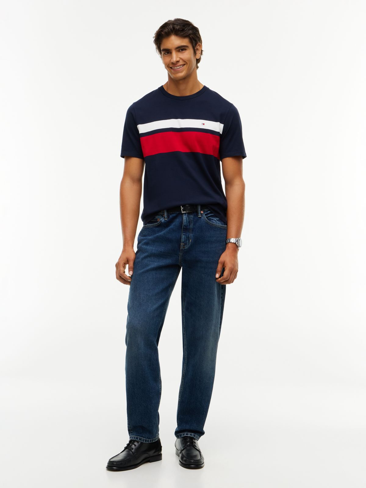 Block Stripe T-Shirt — Navy Blue