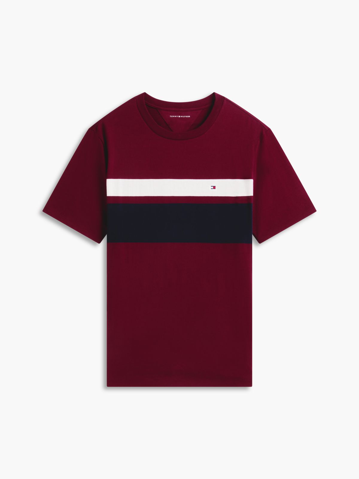 Block Stripe T-Shirt — Burgundy
