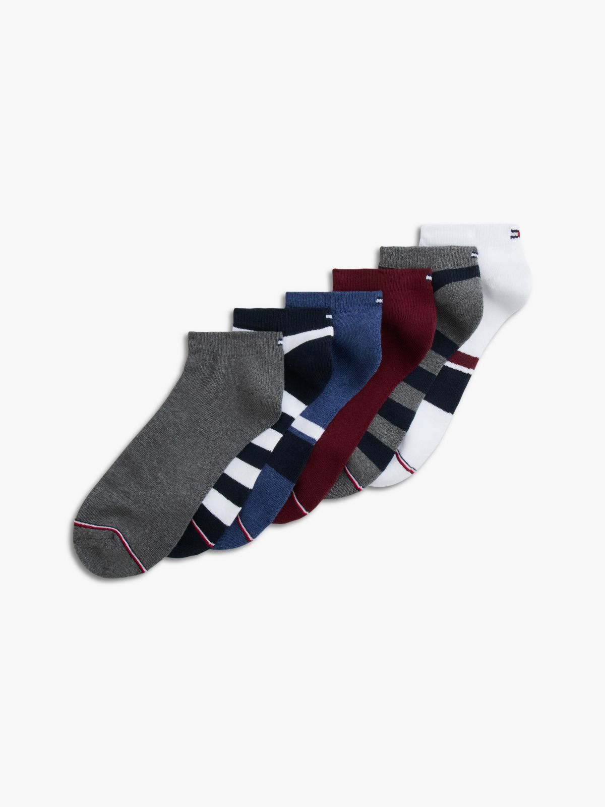 Stripe & Solid Sport Ankle Sock 6-Pack — Lucent White Multi