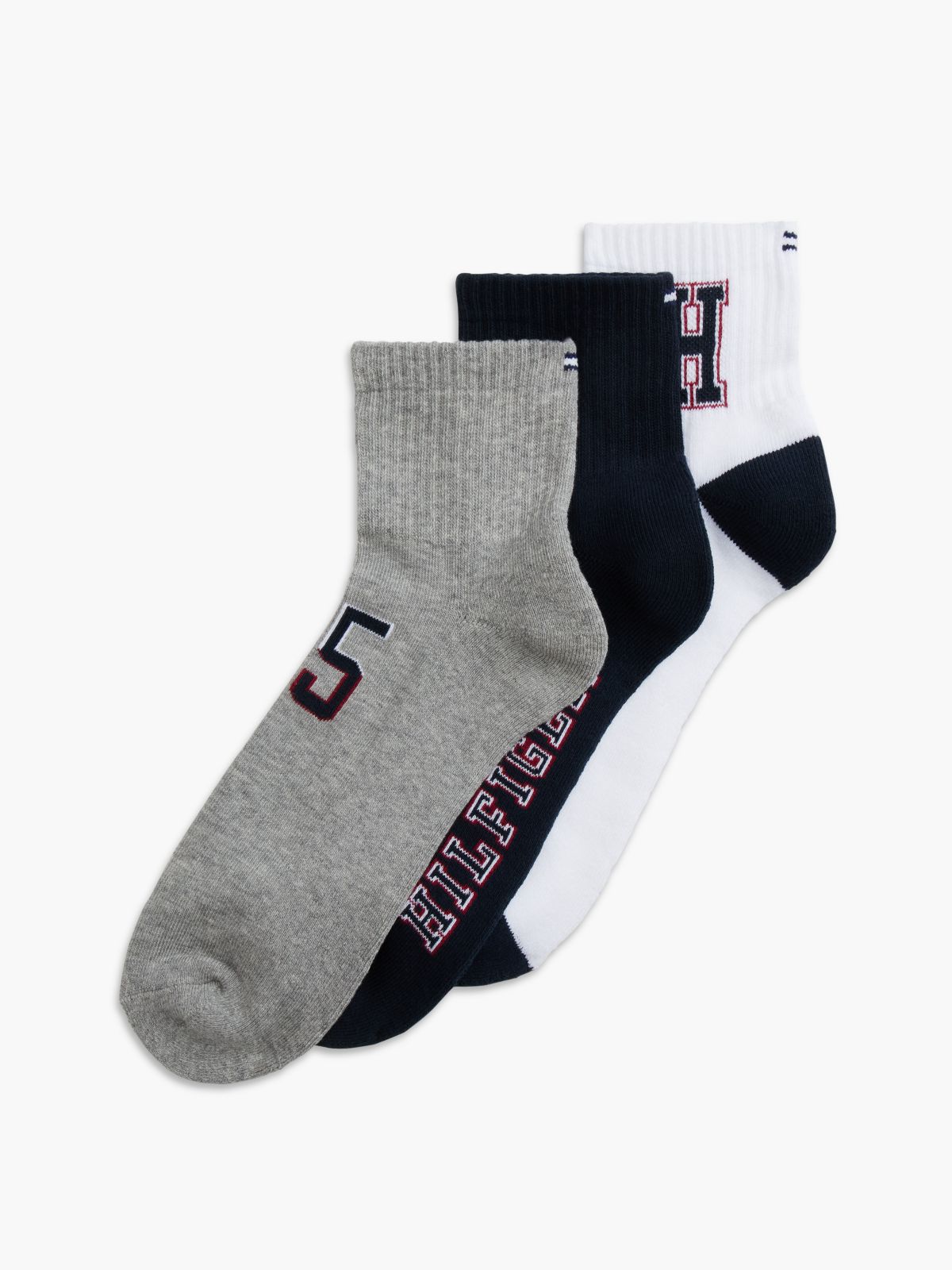 Varsity Logo Quarter-Top Sock 3-Pack — Lucent White Multi