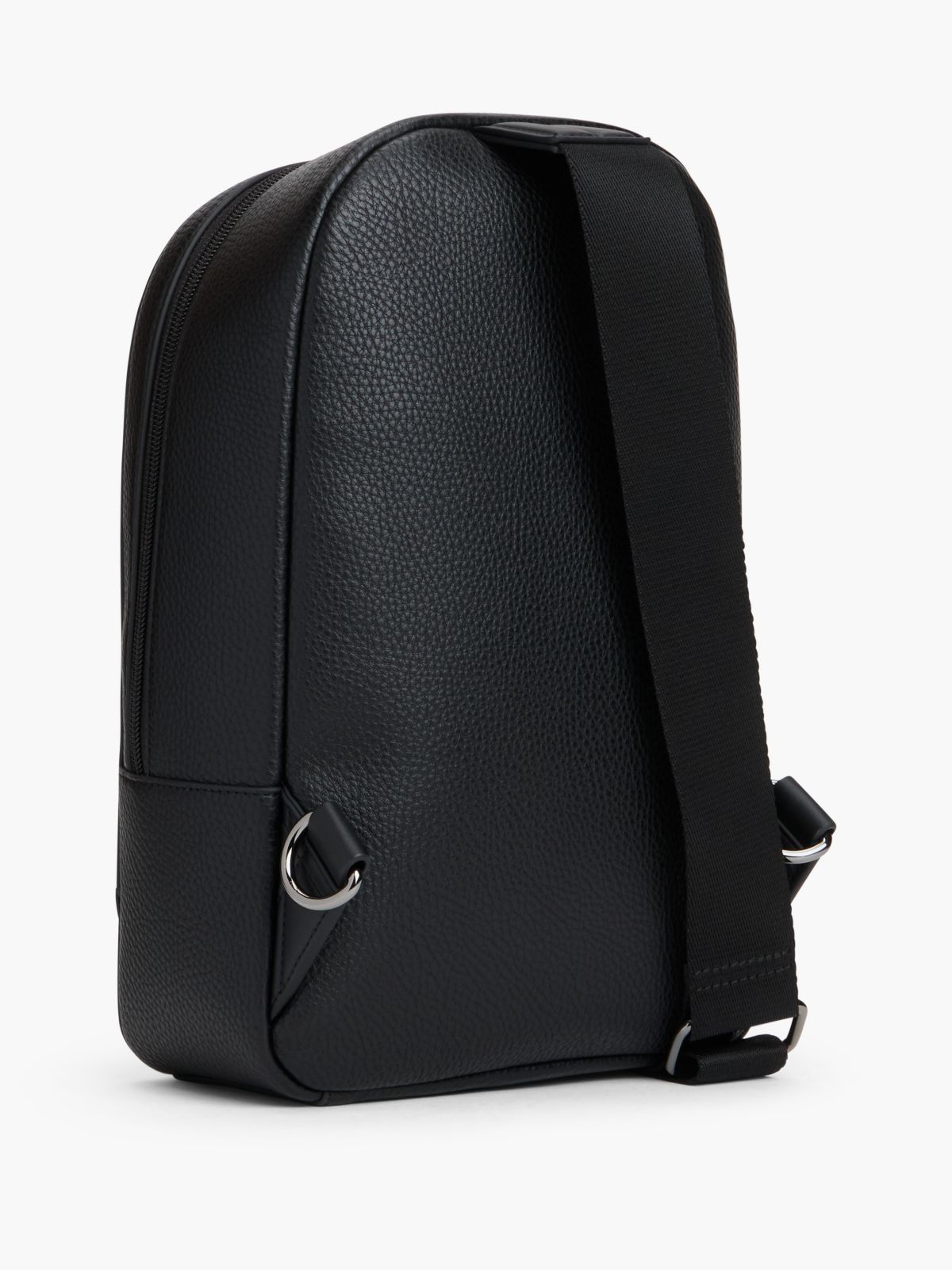 Signature Stripe Pebbled Sling Bag — Black