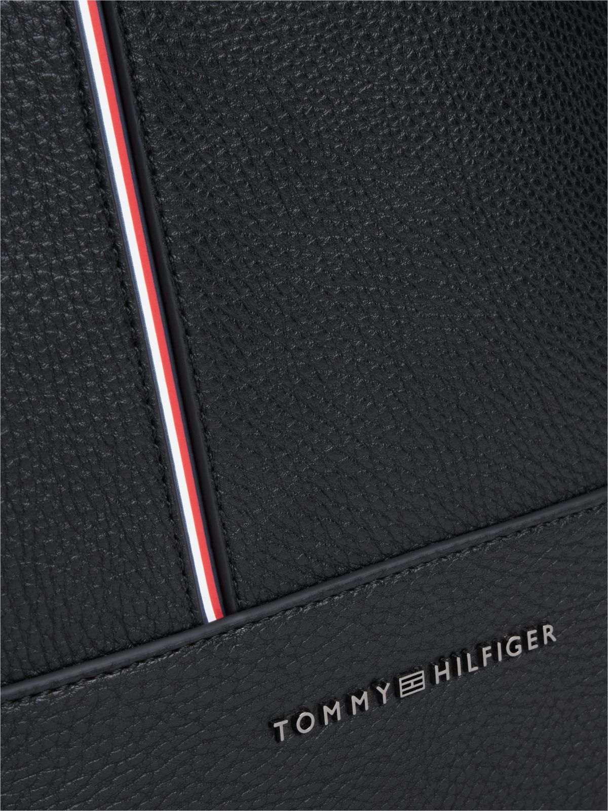 Signature Stripe Pebbled Sling Bag — Black