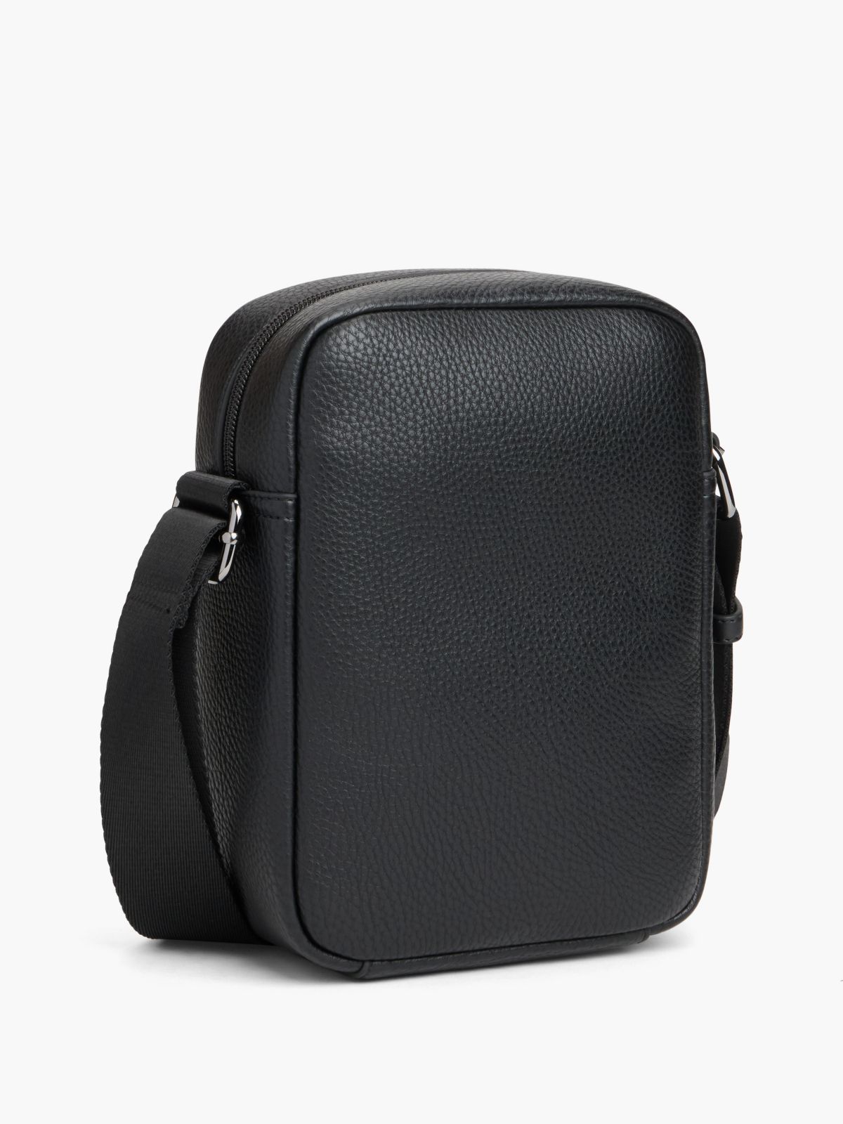 Signature Stripe Pebbled Mini Reporter Bag — Black