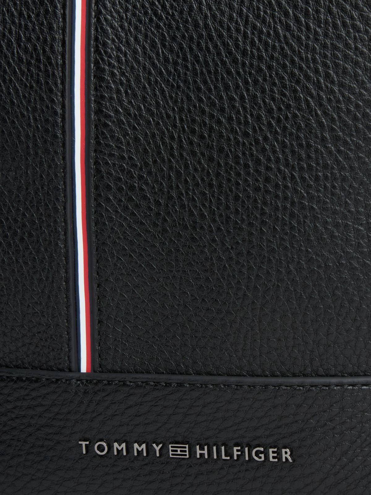 Signature Stripe Pebbled Mini Reporter Bag — Black