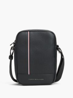 Signature Stripe Pebbled Mini Reporter Bag — Black 1
