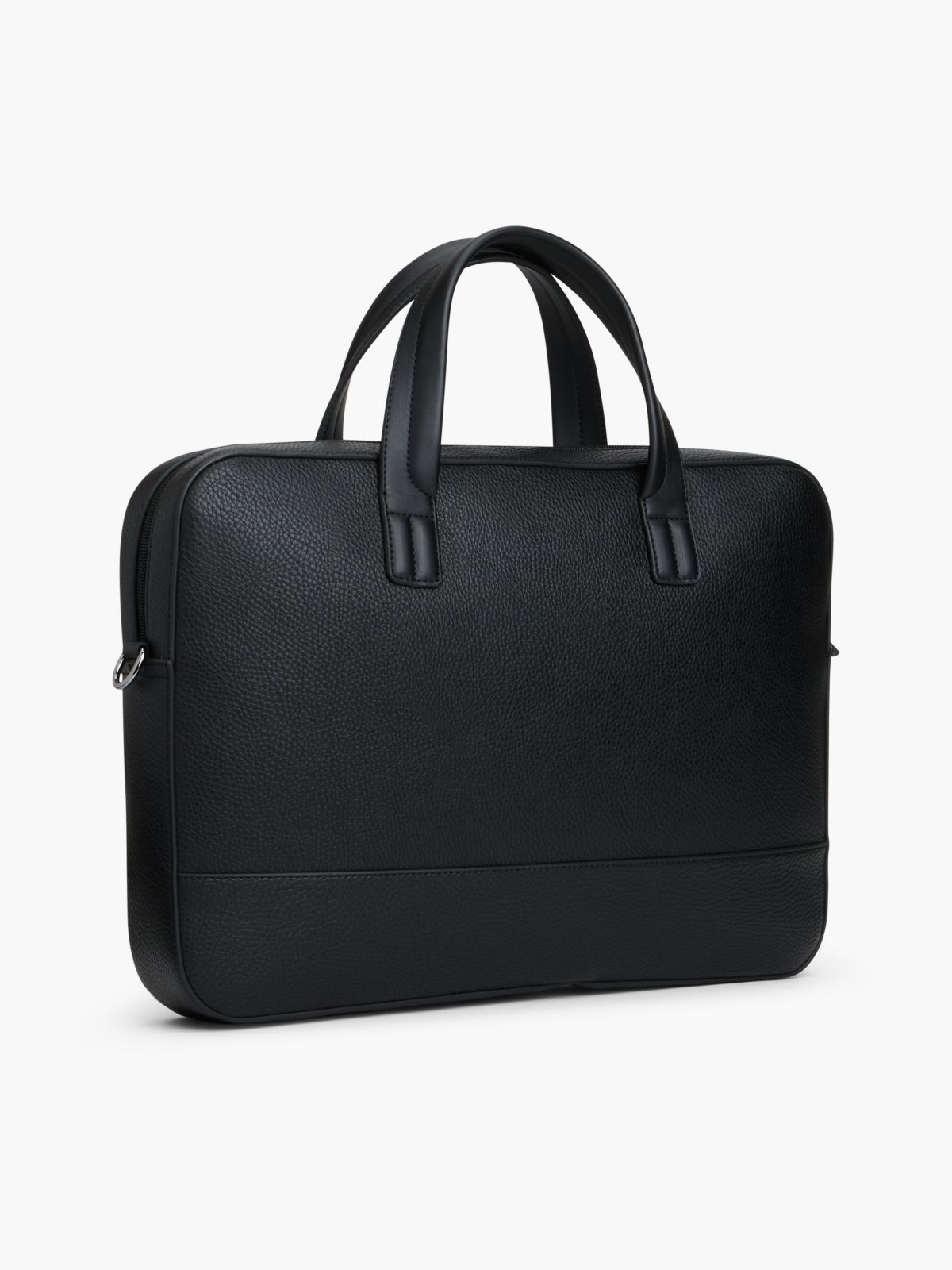 Signature Stripe Pebbled Laptop Bag — Black