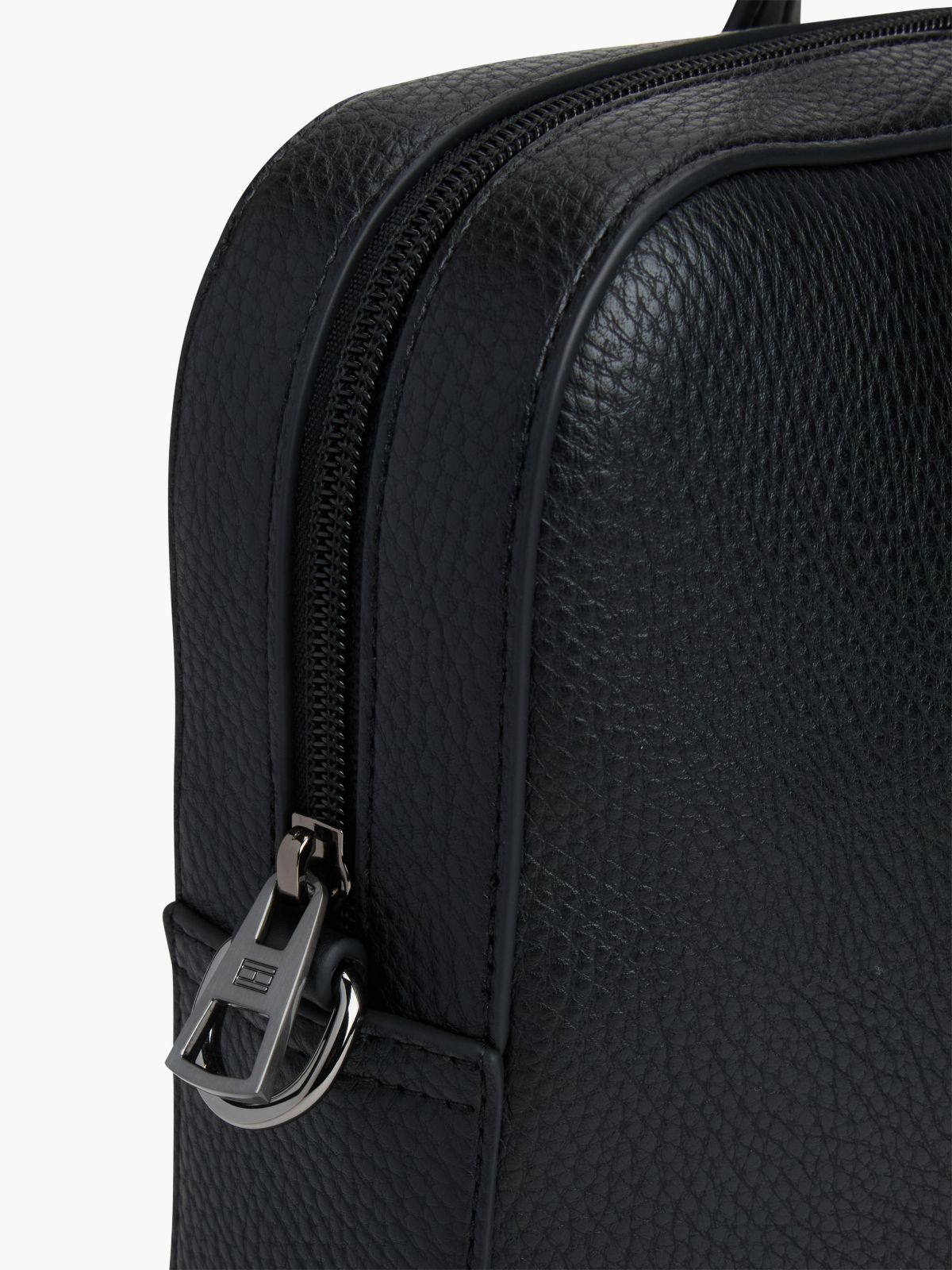 Signature Stripe Pebbled Laptop Bag — Black