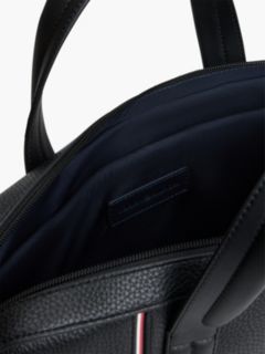 Signature Stripe Pebbled Laptop Bag — Black 5