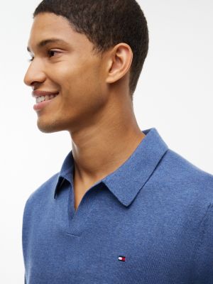 Мужские рубашки Tommy Hilfiger Short-Sleeve Sweater Polo, цвет: Синий — фото 3