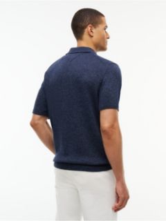 Short-Sleeve Heathered Sweater Polo — Navy Blue 4
