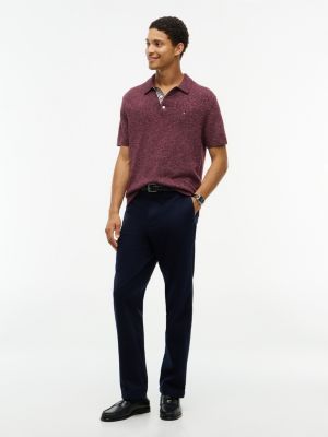 Мужские рубашки Tommy Hilfiger Short-Sleeve Heathered Sweater Polo, цвет: Глубокий бордовый — фото 2