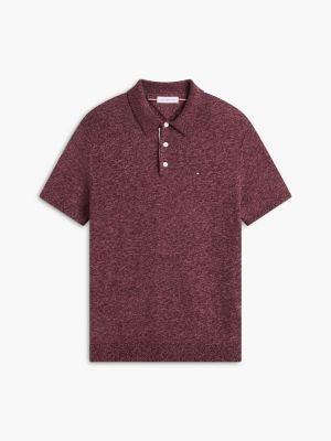 Мужские рубашки Tommy Hilfiger Short-Sleeve Heathered Sweater Polo, цвет: Глубокий бордовый — фото 5