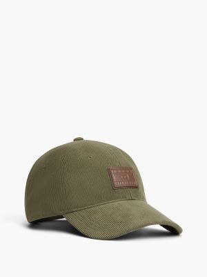 Leather Patch Logo Corduroy Baseball Cap, Huntsman Green