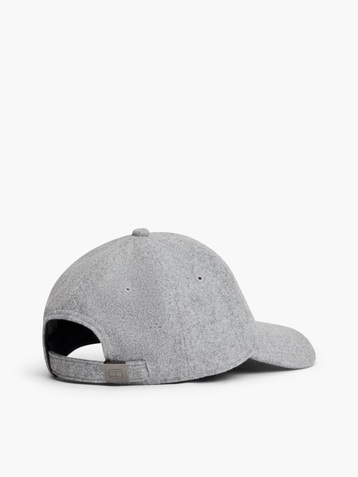 H-Logo Melton Wool-Blend Baseball Cap — Grey Heather