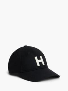 H-Logo Melton Wool-Blend Baseball Cap — Black 1