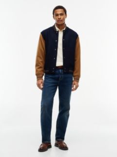 Wool-Blend Varsity Jacket — Navy Blue 2