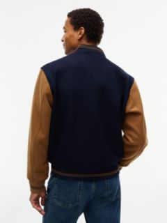 Wool-Blend Varsity Jacket — Navy Blue 4
