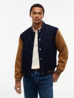 Wool-Blend Varsity Jacket — Navy Blue 1