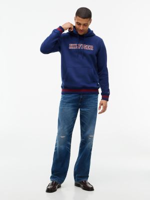 Мужское худи Tommy Hilfiger Embroidered Hilfiger Logo, цвет: Тёмно-синий — фото 2