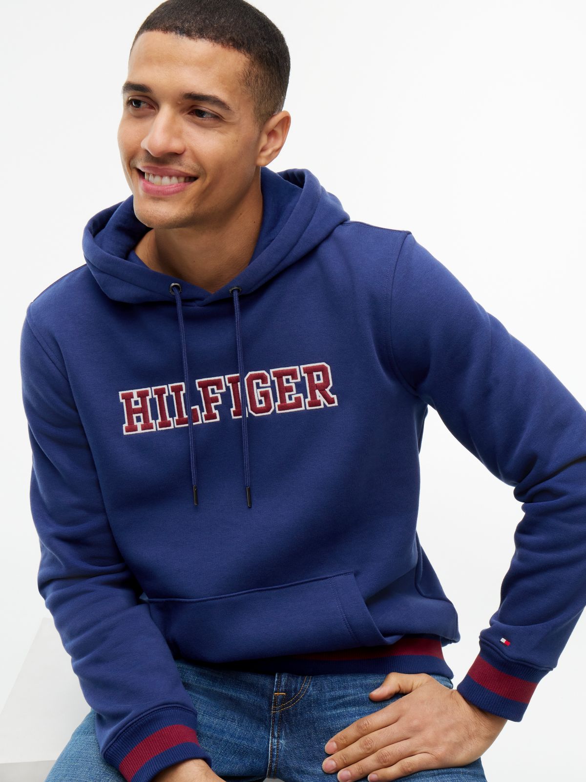 Embroidered Hilfiger Logo Hoodie — Preppy Navy