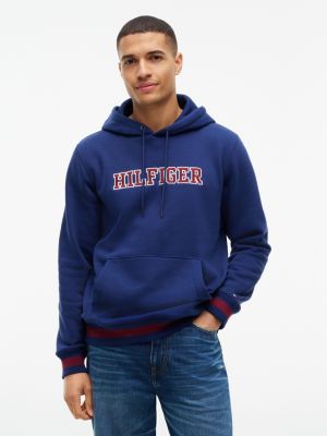 Embroidered Hilfiger Logo Hoodie, Preppy Navy