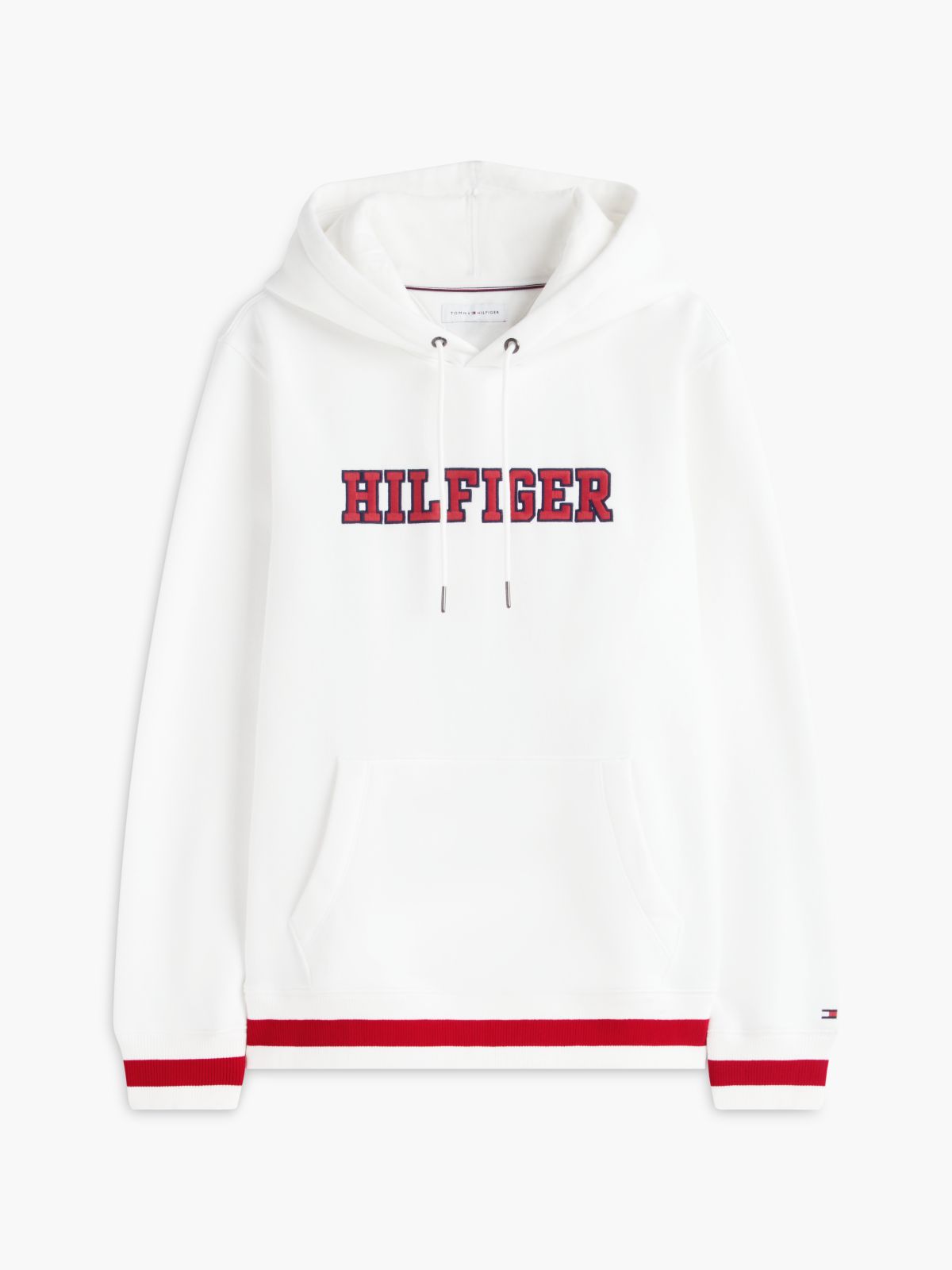 Embroidered Hilfiger Logo Hoodie — White