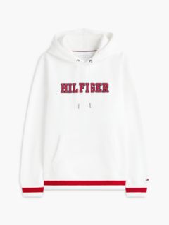 Embroidered Hilfiger Logo Hoodie — White 5