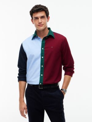 Мужская рубашка Tommy Hilfiger Regular Fit Colorblock Oxford, цвет: Разноцветный — фото 1