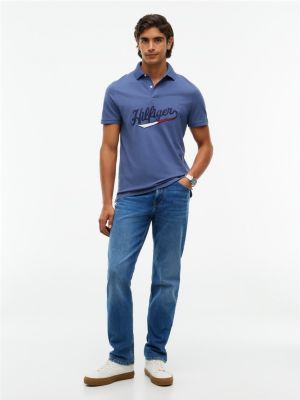 Мужское поло Tommy Hilfiger Regular Fit Hilfiger Varsity Logo Polo, цвет: Выцветший индиго — фото 2