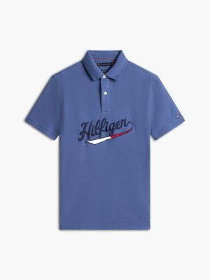 Мужское поло Tommy Hilfiger Regular Fit Hilfiger Varsity Logo Polo, цвет: Выцветший индиго — фото 5