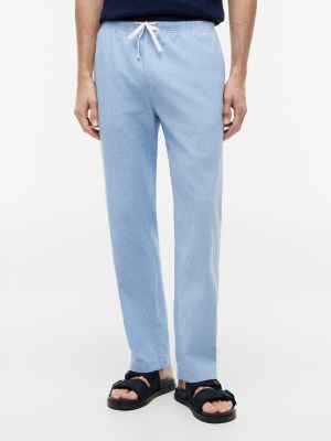 Cotton-Linen Blend Pull-On Pant, Blue Spell