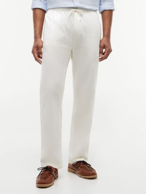 Cotton-Linen Blend Pull-On Pant, Ivory Silk