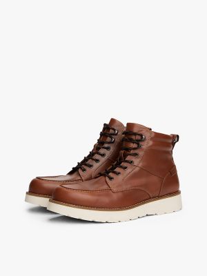 Мужские ботинки Tommy Hilfiger Leather Lace-Up Boot, цвет: Зимний коньячный — фото 2