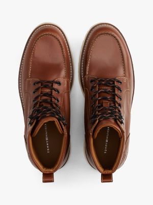 Мужские ботинки Tommy Hilfiger Leather Lace-Up Boot, цвет: Зимний коньячный — фото 3