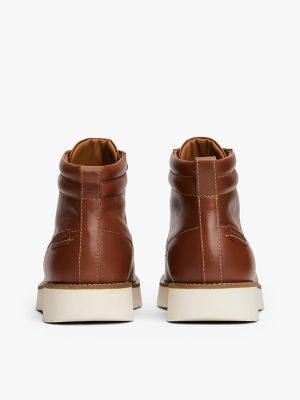 Мужские ботинки Tommy Hilfiger Leather Lace-Up Boot, цвет: Зимний коньячный — фото 4