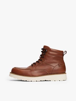 Мужские ботинки Tommy Hilfiger Leather Lace-Up Boot, цвет: Зимний коньячный — фото 7