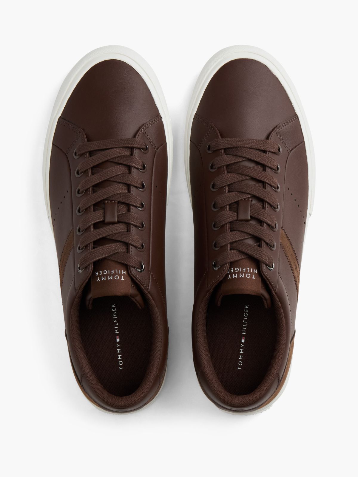Tommy Logo Leather Sneaker — Cocoa