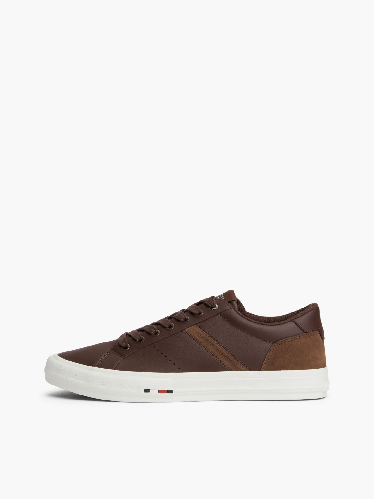 Tommy Logo Leather Sneaker — Cocoa