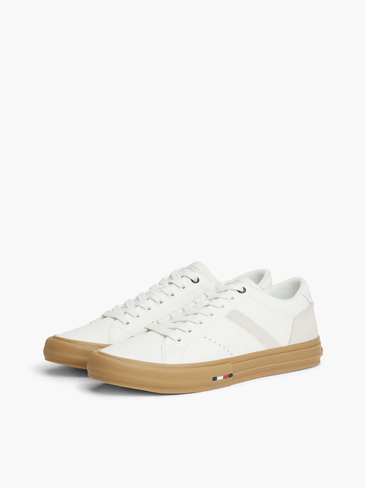 Tommy Logo Leather Sneaker — Ecru