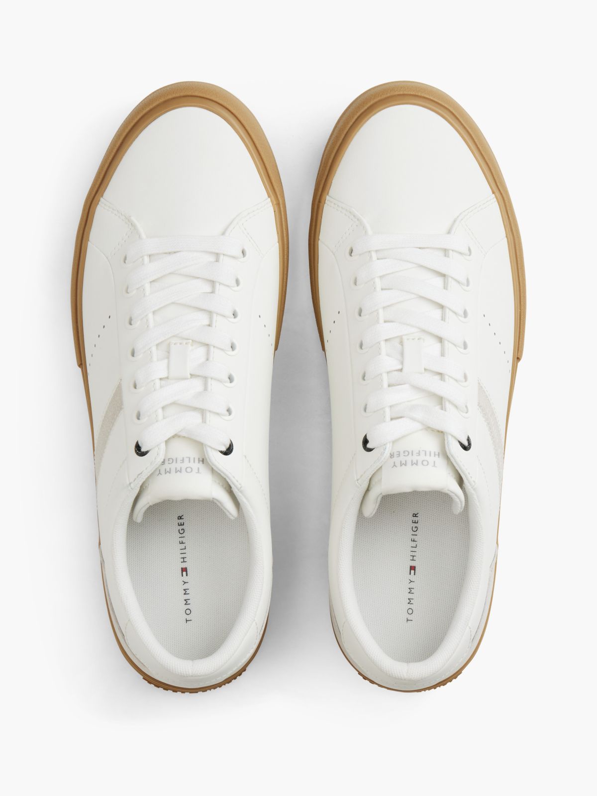 Tommy Logo Leather Sneaker — Ecru