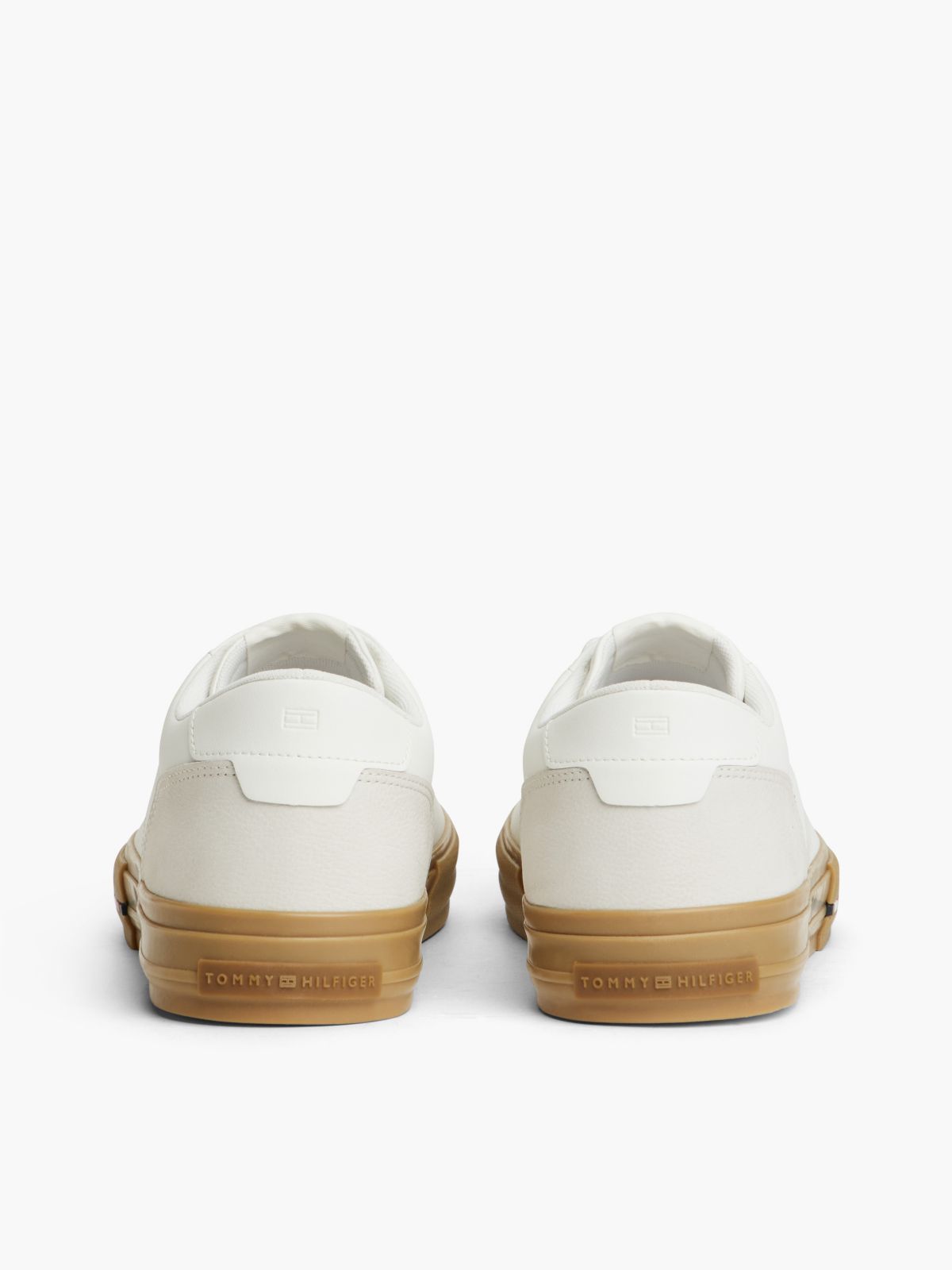 Tommy Logo Leather Sneaker — Ecru