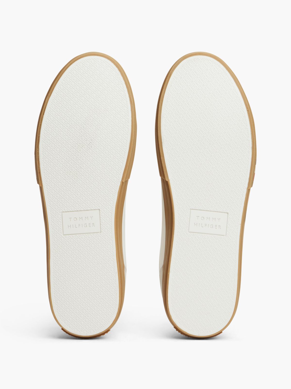 Tommy Logo Leather Sneaker — Ecru