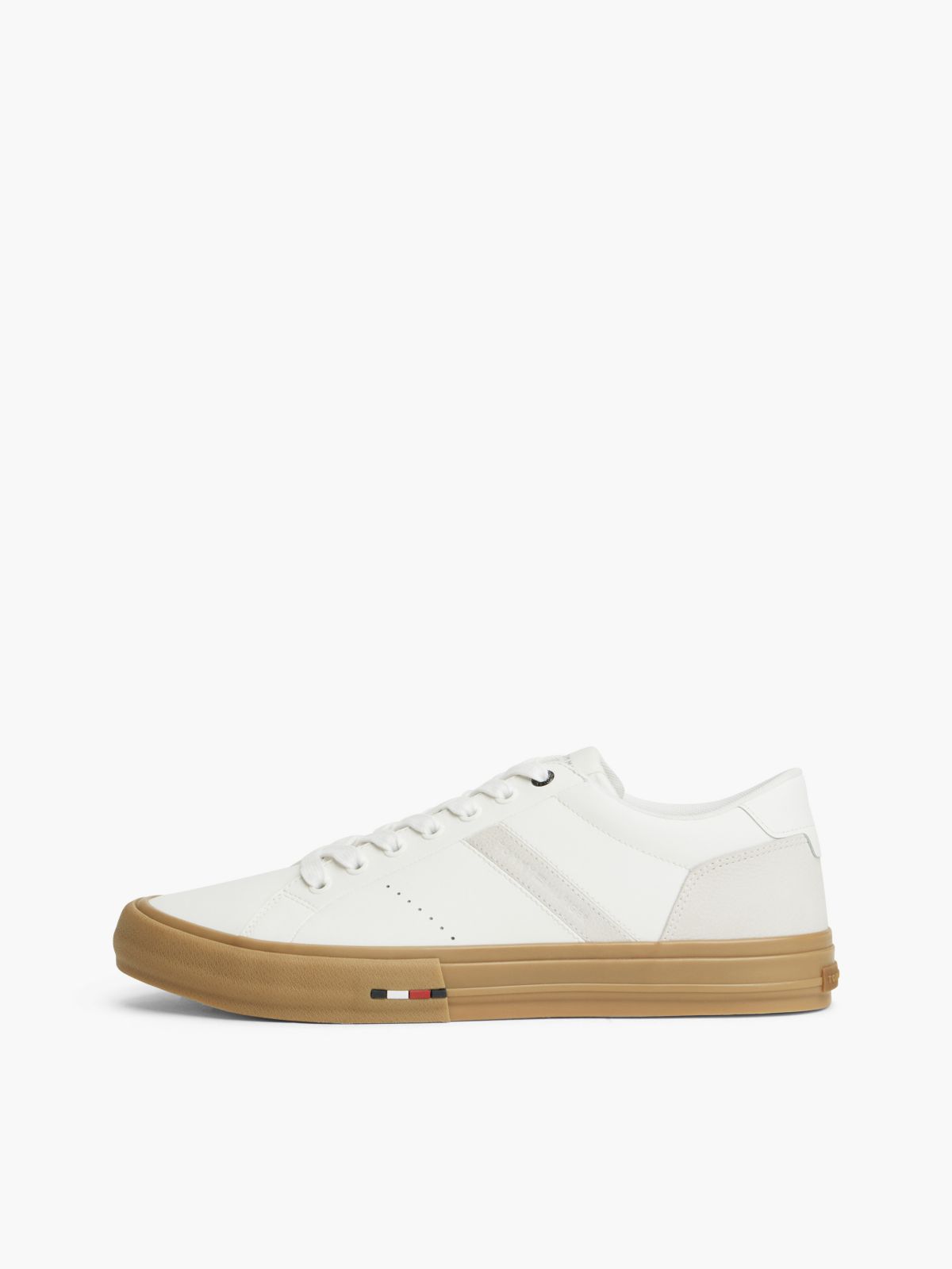 Tommy Logo Leather Sneaker — Ecru