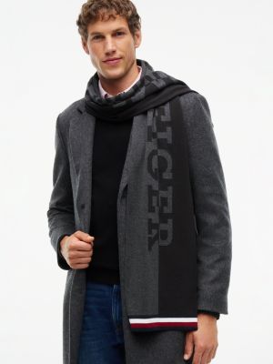 Мужской шарф Tommy Hilfiger Intarsia Tommy Logo, цвет: Чёрный / Разноцветный — фото 4
